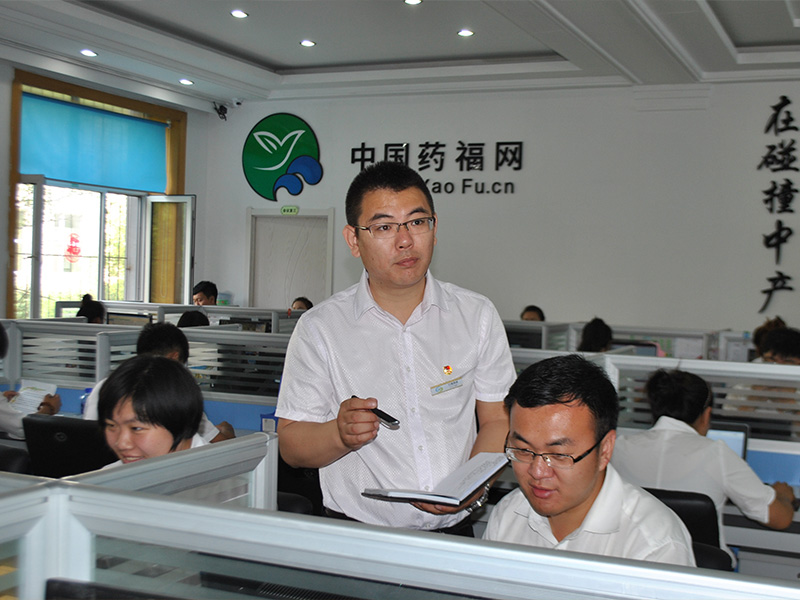2015年九福网络科技有限公司总经理杨爽指导员工工作